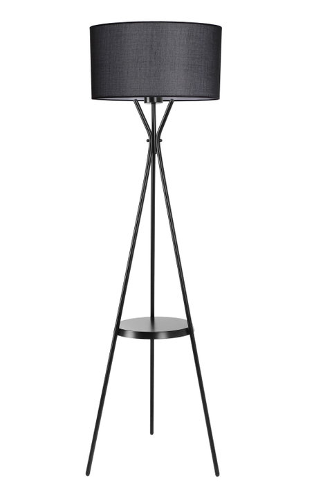 Opviq Lámpara de Pie de Metal Negro con Pantalla de Tela Opviq Lámpara de Pie de Metal Negro con Pantalla de Tela